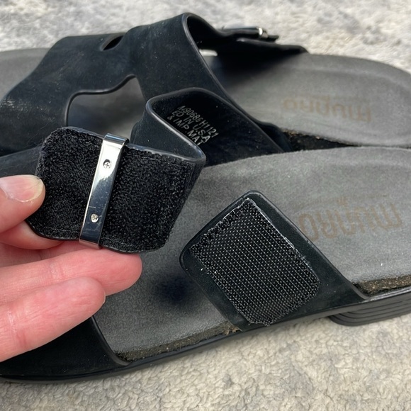 New Munro Jody Slide Sandal Black Nubuck Comfort Sz 8 Narrow - Picture 10 of 15